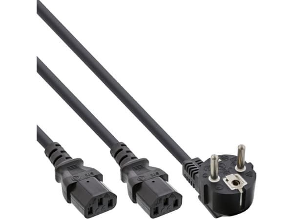 InLine 16657F, 5 m, Strømplugg type F, 2 x C13 kopling