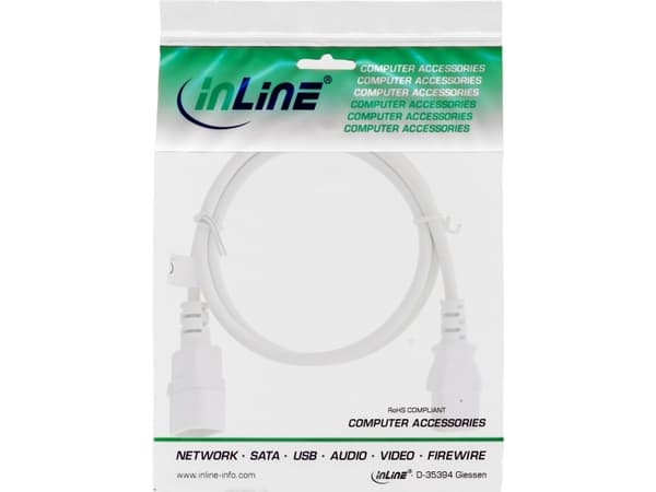 InLine 16507W, 0,75 m, C13 kopling, C14 kopling, H05VV-F, 250 V