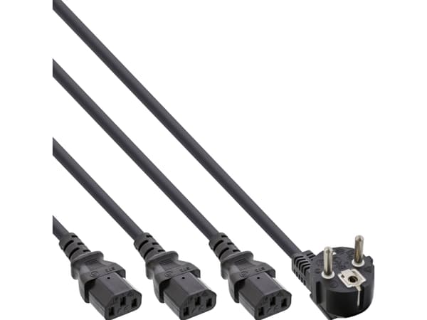 InLine 16657H, 3 m, CEE7/7, 3 x C13-haaroitin