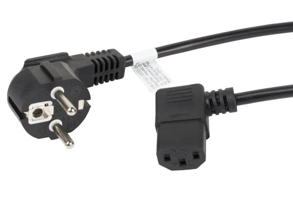 Lanberg - Strömkabel - power CEE 7/7 (hane) vinklad till IEC C13 vinklad - 10 A - 3 m - svart