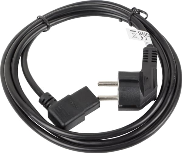 Lanberg - Strömkabel - power CEE 7/7 (hane) vinklad till IEC C13 vinklad - 10 A - 3 m - svart