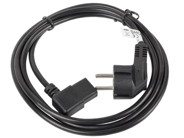 Lanberg - Strömkabel - power CEE 7/7 (hane) vinklad till IEC C13 vinklad - 10 A - 3 m - svart