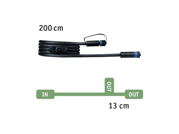 Paulmann Outdoor Plug & Shine Trappefeste Tilkoblingskabel IP68 2m 1in-2out svart plast