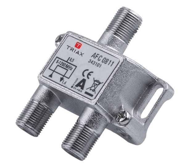 Triax AFC 0811, 75 O, 5 - 1218 MHz, Sølv, 1 stykker, F-type, 48 mm