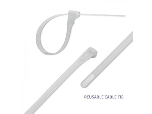 Qoltec - Kabelfestebånd - reusable, self-locking, 7.2 * 250 mm - 25 cm - hvit (en pakke 100)