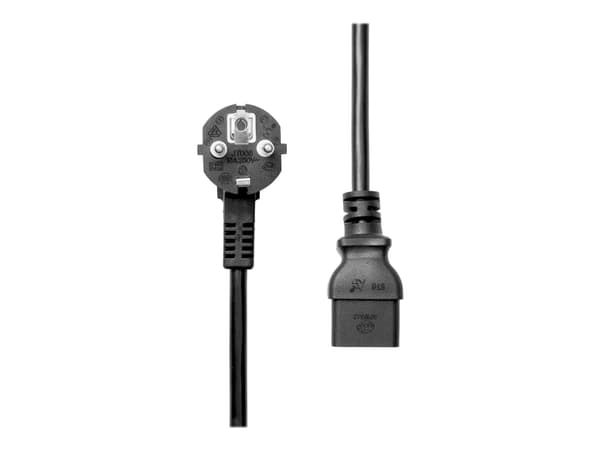 ProXtend - Strømkabel - IEC 60320 C19 til type F (hann) vinklet - 250 V - 10 A - 1 m - svart - Europa