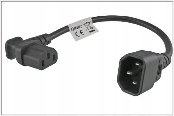 MicroConnect - Strømadapter - power IEC 60320 C13 rett til IEC 60320 C14 vinklet - AC 250 V - 10 A - 30 cm - svart