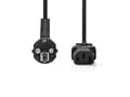 Miniatyrbilde 3 av 5: Nedis - Strømkabel - power CEE 7/7 (hann) vinklet til power IEC 60320 C13 - 10 A - 2 m - rund - svart