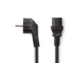 Miniatyrbilde 4 av 5: Nedis - Strømkabel - power CEE 7/7 (hann) vinklet til power IEC 60320 C13 - 10 A - 2 m - rund - svart