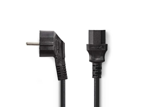 Nedis - Strømkabel - power CEE 7/7 (hann) vinklet til power IEC 60320 C13 - 10 A - 2 m - rund - svart