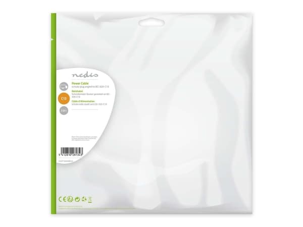 Nedis - Strømkabel - power CEE 7/7 (hann) vinklet til power IEC 60320 C13 - 10 A - 2 m - rund - svart