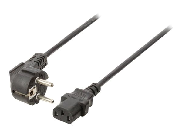 Nedis - Strømkabel - power CEE 7/7 (hann) vinklet til power IEC 60320 C13 - 10 A - 2 m - rund - svart