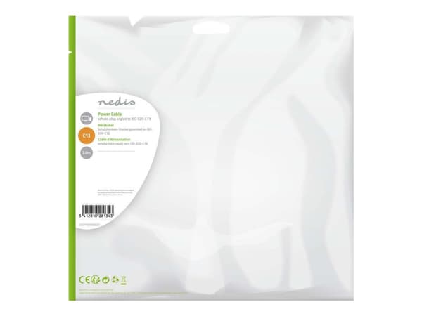 Nedis - Strømkabel - power CEE 7/7 (hann) vinklet til power IEC 60320 C13 - 10 A - 2 m - rund - svart