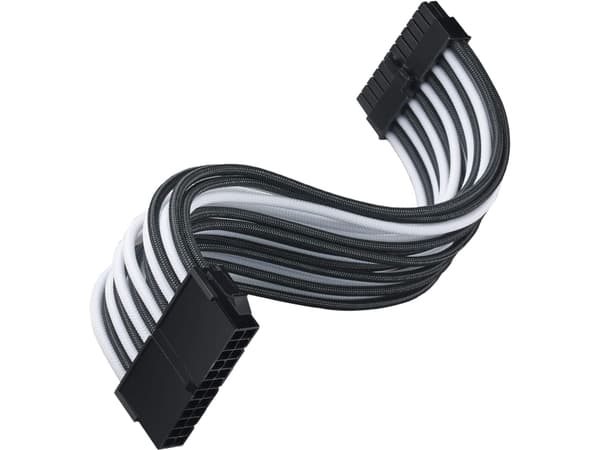SilverStone PP07E - Strømforlengelseskabel - 24-pins ATX (hunn) til 24-pins ATX (hann) - 30 cm - svart, hvit