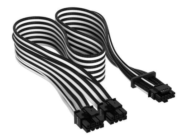 CORSAIR Premium individually sleeved (Type 4, Generation 5) - Strømkabel - 12VHPWR (hunn) til 8-pins PCIe-strøm (hunn) - flat - svart-hvit