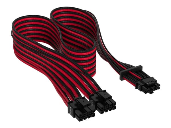 CORSAIR Premium individually sleeved (Type 4, Generation 5) - Strømkabel - 12VHPWR (hunn) til 8-pins PCIe-strøm (hunn) - flat - rød/svart