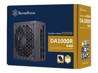SilverStone Decathlon Series DA1000R Gold - Strømforsyning (intern) - Cybenetics Gold, PCIe 5.0, fully modular - ATX12V 3.0/ EPS12V/ PS/2 - AC 100-24 Sort