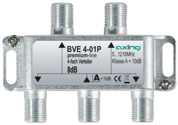 Axing BVE00401P1, Kabelspillter, 5 - 1218 MHz, Rustfritt stål, Hunkjønn/Hunkjønn, 1 stykker, F