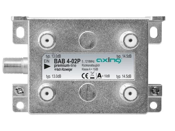 Axing BAB 4-02P, Kabelspillter, 5 - 1218 MHz, Grå, A, 14,5 dB, F