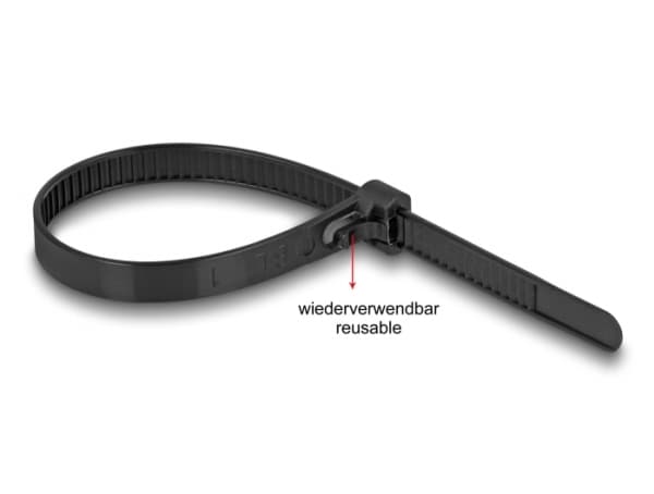 Delock - Kabelfestebånd - heat resistant, reusable - 15 cm - svart (en pakke 100)