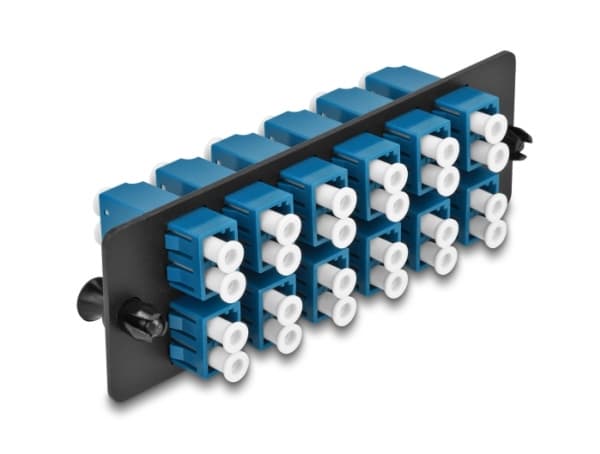 Delock - Fiberoptisk adapterplate - LC/UPC Duplex SM X 12 - svart, blå