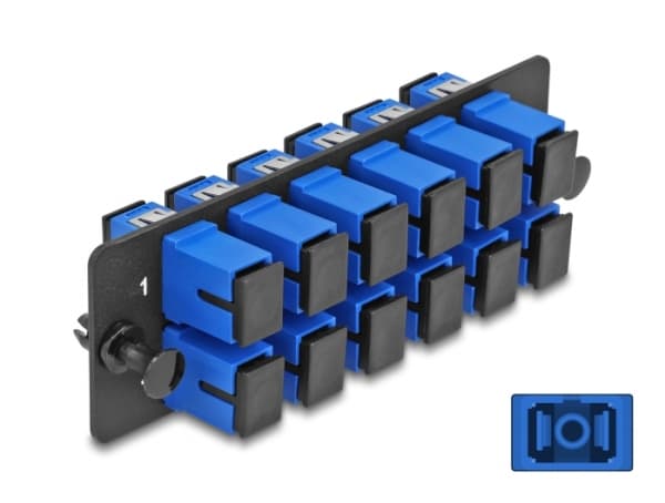 Delock - Fiberoptisk adapterplatta - SC/UPC SM X 12 - svart, blå