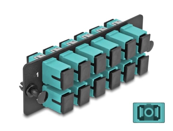 Delock - Fiberoptisk adapterplate - SC MM X 12 - sort, akvamarin