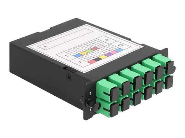 Delock - MPO-filberoptisk kassett - high density - SC SM X 12 - svart
