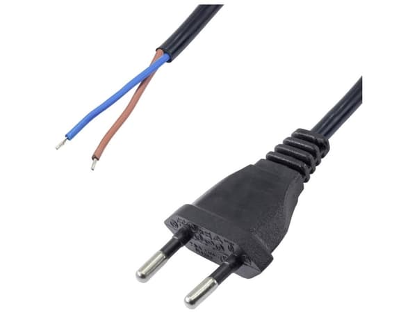 Akyga AK-OT-05A - Strømkabel - Europlug (P) til uisolert tråd - 250 V - 13 A - 1.5 m - svart