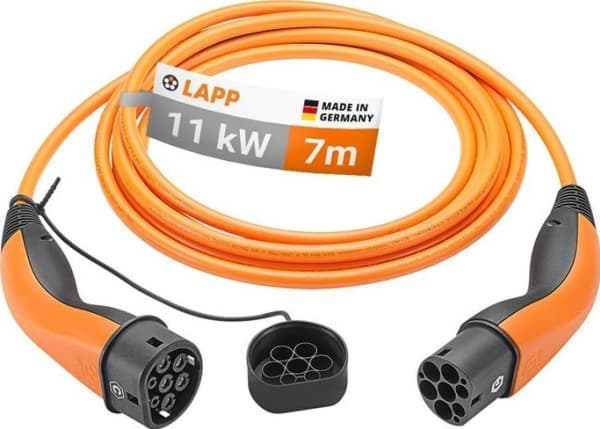 Type 2 opladningskabel, op til 11 kW, 7 m, orange