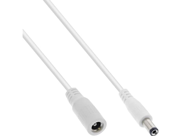 InLine DC skjøteledning plugg/kontakt 5,5x2,5mm AWG 18 hvit 0,5m - Skjøteledning ( 26955F )