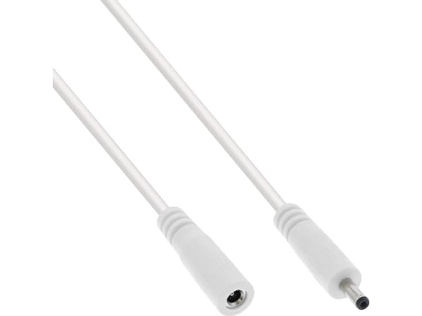 InLine DC skjøteledning plugg/kontakt 3,5x1,35mm AWG 18 hvit 1m - Skjøteledning ( 26901H )