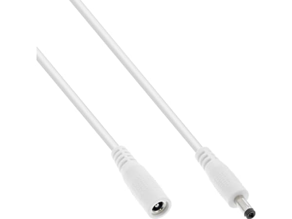 InLine DC skjøteledning plugg/kontakt 4,0x1,7mm AWG 18 hvit 2m - Skjøteledning ( 26902D )