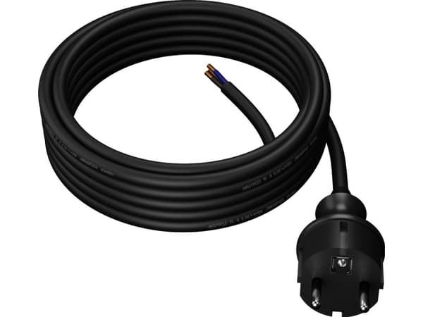 AWTools AWTOOLS KABEL MED STØTTE 1,5m 2x1,0 SORT H05VV-F