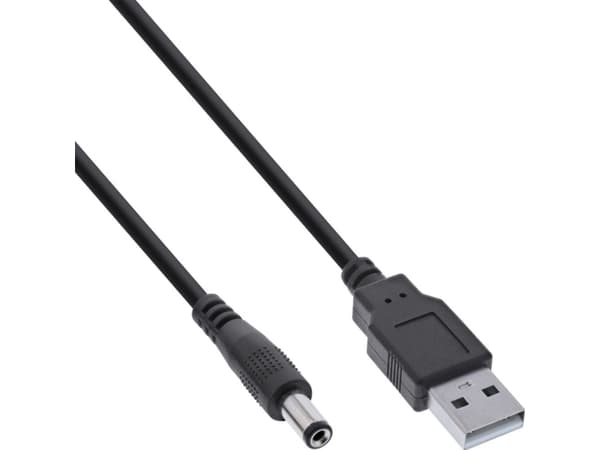 InLine USB DC strømadapterkabel A hann til 5,5x2,50 mm fatkontakt svart (26806J)