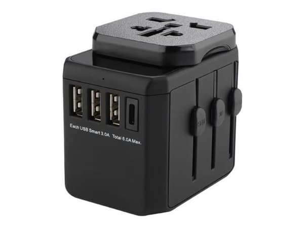 MicroConnect - Socket splitter - AC 100-240 V - 1920 watt - inngang: Type C - utgangskontakter: 8 - svart