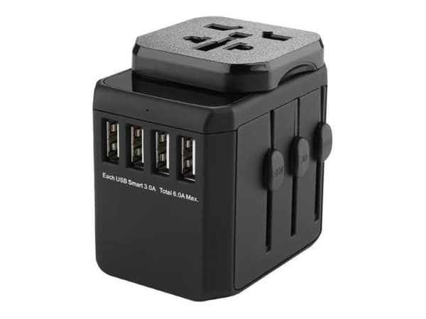 MicroConnect - Socket splitter - AC 100-240 V - 1920 watt - utgangskontakter: 8 - svart