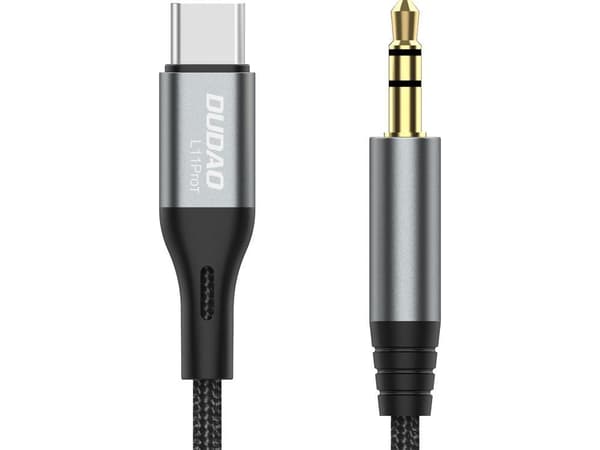 Dudao L11PROT 3.5mm Jack to USB-C cable 1m grå