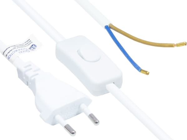 Alcasa P0386-W015, 1,5 m, Strømplugg type C, H03VVH2-F, 250 V, 2.5 A
