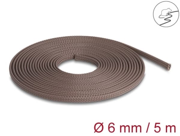 Delock - Flätad ärm - rodent resistant, stretchable, 6 mm - 5 m - brun