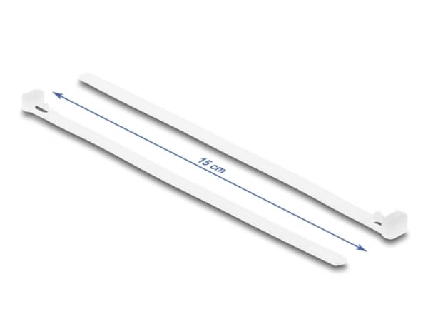 Delock - Kabelfestebånd - reusable - 15 cm - hvit (en pakke 100)