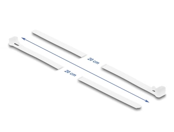 Delock - Kabelfestebånd - reusable - 20 cm - hvit (en pakke 100)