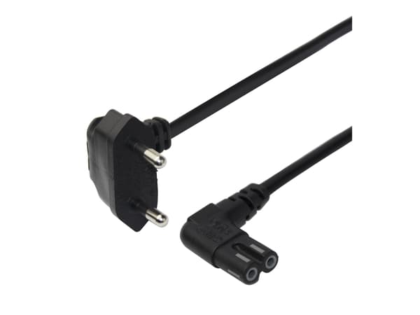 DELTACO - Strømkabel - Europlug til power IEC 60320 C7 vinklet - 1.5 m - svart