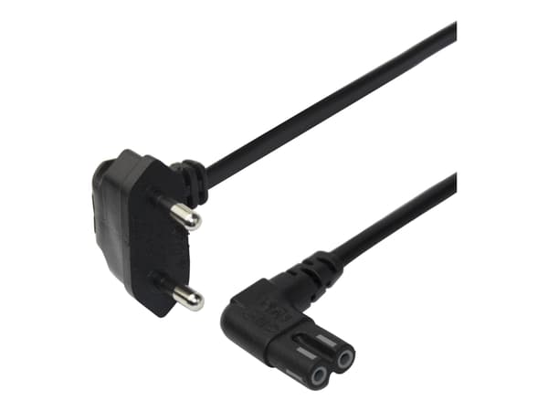DELTACO - Strømkabel - Europlug til power IEC 60320 C7 vinklet - 1.5 m - svart