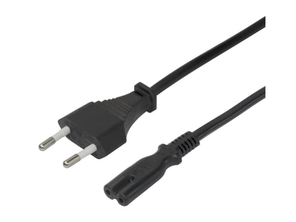 DELTACO - Strømkabel - Europlug til power IEC 60320 C7 - 3 m - svart