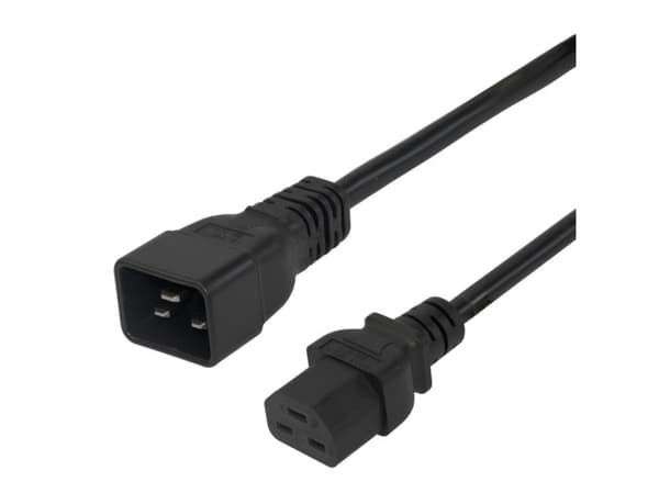 DELTACO - Strømkabel - IEC 60320 C20 til IEC 60320 C21 - 2 m - high temperature - svart