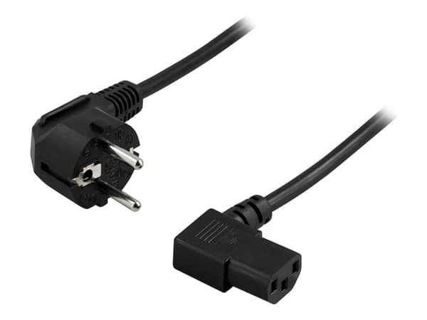 DELTACO - Strømkabel - power CEE 7/7 vinklet til power IEC 60320 C13 vinklet - 3 m - svart