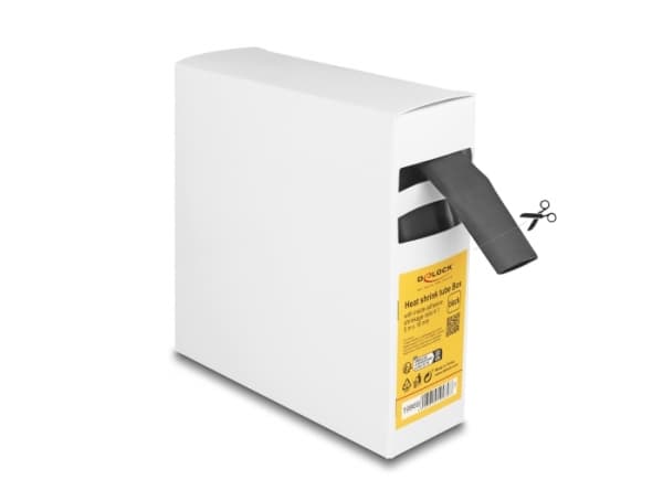Delock - Varmekrymperør - box, with inside adhesive, shrinkage ratio 4:1 - 5 m - svart