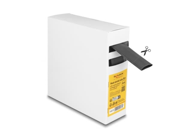 Delock - Varmekrymperør - box, with inside adhesive, shrinkage ratio 4:1 - 5 m - svart