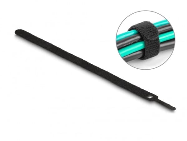 Delock Klett-Kabelbinder L 250 x W 12 mm musta 10 St